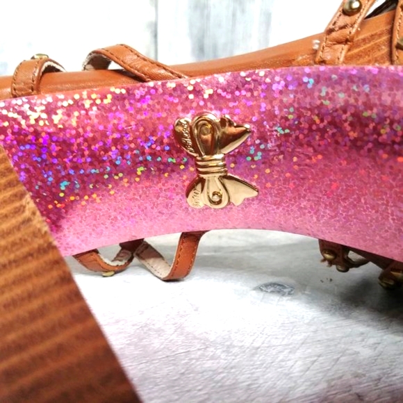 SOLD ✨️Betsey Johnson Strappy Studded Stacked High Heel Platform Shoes Excellent - Picture 8 of 10